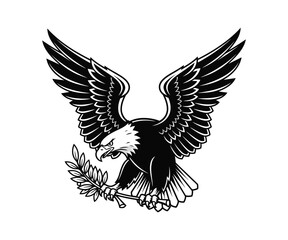 Obraz premium American eagle emblem with olive branch isolated on white background