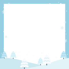 Cute Winter Background Illustration with Snowy Landscape and Blank Space for Text or Photo