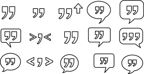 speech bubbles with quotation marks - Vector icon symbol for website - Icon vector - Blue icon vector - Line and glyph solid icon and logo template