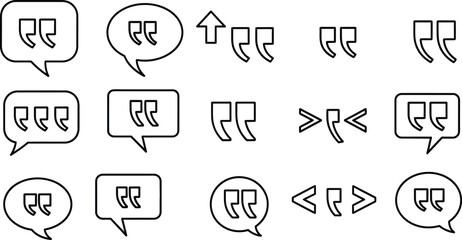 speech bubbles with quotation marks - Vector icon symbol for website - Icon vector - Blue icon vector - Line and glyph solid icon and logo template