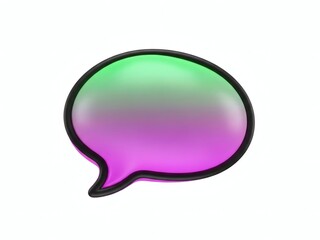 Isolated 3D Puffy Bubble Speech Bubble PNG. Surreal, Squishy Texture, Neon Gradient Communication Icon, Conversation Element.