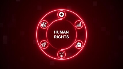 Human Rights concept with Digital Icons Illustrating Modern Technology Applications in Business and Industry. Business, Technology, Internet and network concept. - Powered by Adobe