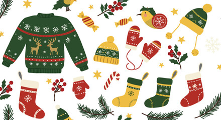 Cozy christmas sweater and accessories