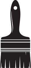 Black silhouette of a paint brush with a simple handle and bristles on a white background