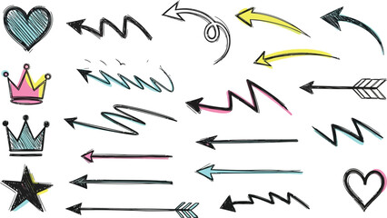 Hand Drawn Arrow Clipart: Black Sketch Arrows, Curved & Bold Arrow Designs