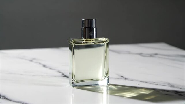 Close-up of a square perfume bottle