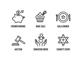 Fototapeta premium Charity Event Crowdfunding Bake Sale Gala Dinner Auction Donation Drive Minimal