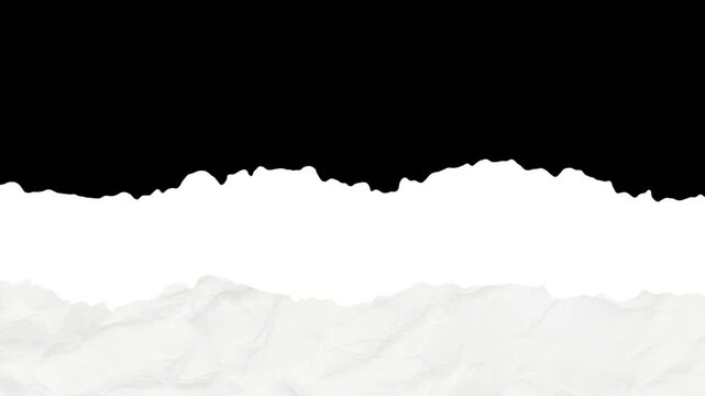2 color transition of white torn paper texture on black background

