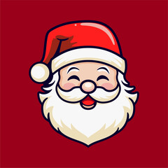 Christmas Santa Face Illustration in Flat Vector Icon Style with Minimal Shading