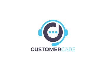 Modern Letter D Customer Care Service Logo Design