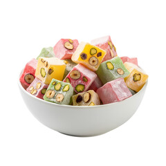 candy in a bowl on white backgroun