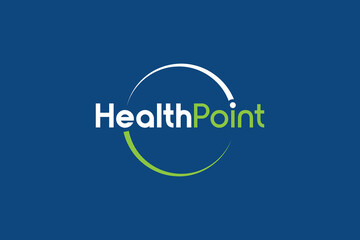 Minimal Trendy Health Point Logo on Blue Background