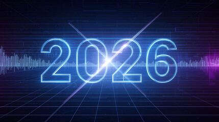 Abstract Neon 2026 Digital Banner
Futuristic &ldquo;2026&rdquo; neon text with electric blue lines, luminous X-shape, and abstract tech background illustration.
