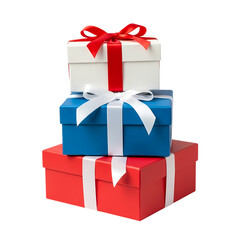 Colorful gifts stacked with ribbons on black background