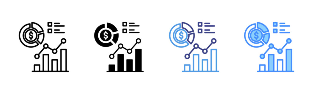Market Analysis icon set multiple style collection