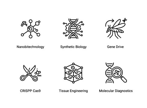Nanobiotechnology Synthetic Biology Gene Drive CRISPR Cas9 Tissue Engineering Molecular Biology Minimal Icon Set