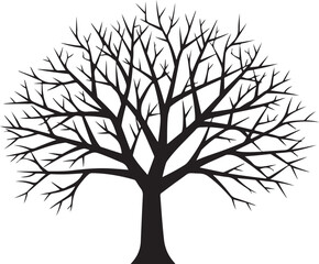 Obraz premium Illustration of black silhouette of a full bare tree