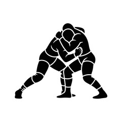 Fototapeta premium Wrestler vector ideal for sports promotions or wrestling event posters. Dynamic black and white graphic design for a striking impact.