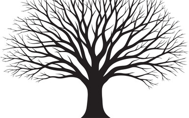 Obraz premium Illustration of black silhouette of a bare tree on