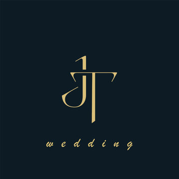 JT initial wedding letters logo monogram design. elegant wedding logo design.