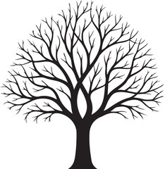 Obraz premium Illustration of black silhouette of a bare tree