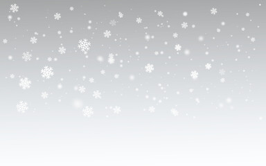 White Snowflakes Falling on Transparent Background, Light Winter Snowfall Overlay with Frosty Air Effect for Seasonal, and Holiday Designs
