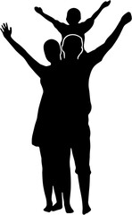 silhouettes of people man and woman with child  illlustration design 