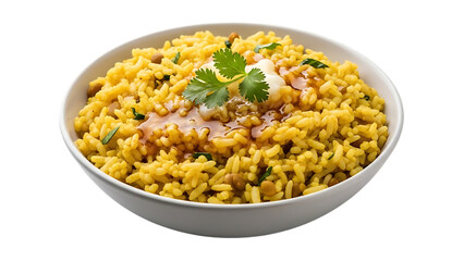 Indian khichdi bowl isolated on transparent background