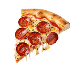 Hot pizza slice isolated on transparent background