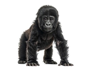 Fototapeta premium Adorable gorilla infant showing gentle expression high resolution photo in a white background