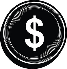 Dollar Coin Engraving Illustration – Currency Money Symbol Vintage Line Art