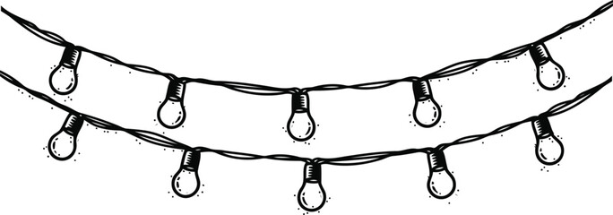 Outline of a string of small light bulbs for party and event decoration