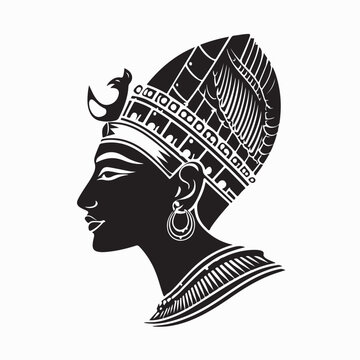 Egyptian Cleopatra Logo Concept Black and White Vector 