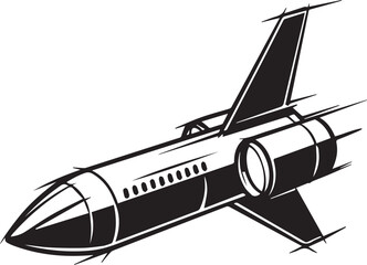 Jet Pencil Sketch Shape in Black and White Background with Detailed Aircraft Line Art and Clean Monochrome Illustration