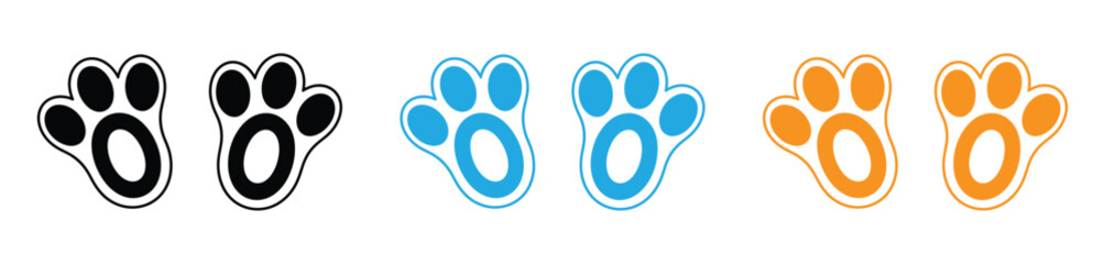 Colorful paw print icon set . Dog paw print icon . Animal paw print icon vector. Animal paw print isolated vector illustration sticker.