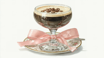 Illustration of large trees with detailed foliage and a distant building.