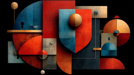 Abstract Geometric Shapes with Bold Colors and Textures in Art