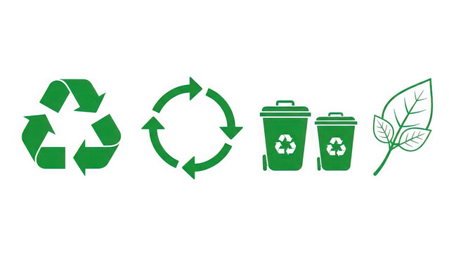 Green recycle symbol arrow icon sign in trash can for waste conservation design vector