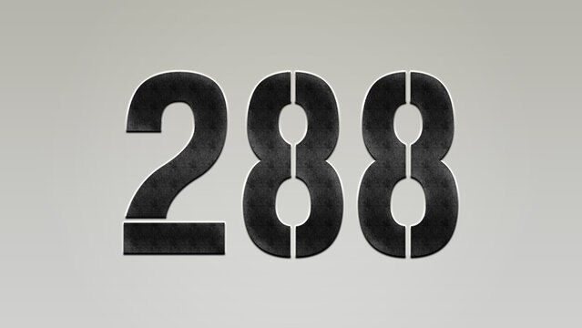 3D Bold metal number 288 on silver background.