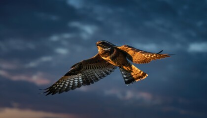 Majestic Hawk Soaring Through a Dramatic Sky.