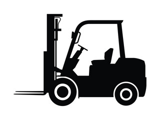 Naklejka premium Industrial Warehouse Forklift Truck Silhouette Black Icon