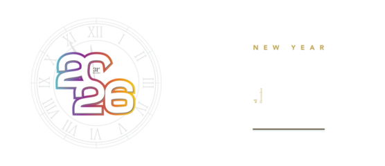 Stylish 2026 new year clock countdown and festive greeting design