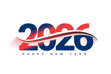Happy new year 2026 elegant typography design with a dynamic red and blue color scheme