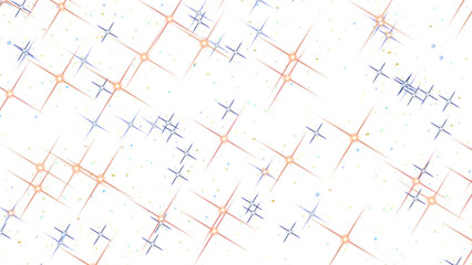 Abstract Geometric Pattern Red Starbursts Blue Spheres