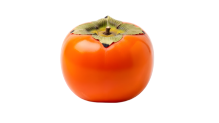 Ripe hachiya persimmon fruit close up isolated on transparent background
