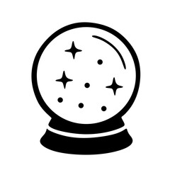 Crystal Ball with Stars and Dots Icon Illustration