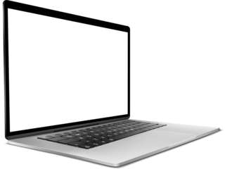 Laptop or notebook with blank screen isolated with clipping path on white background. png