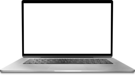 Laptop or notebook with blank screen isolated with clipping path on white background. png