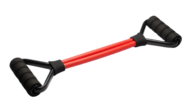Red and black resistance band exerciser isolated on transparent background - Powered by Adobe