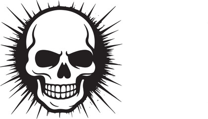 Obraz premium Spiked Skull Illustration for Punk Gothic and Horror Art.